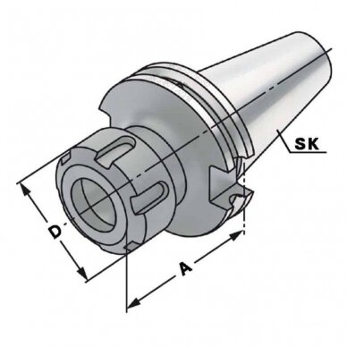 Griebtuvas spyruokliuojančios įvorėms (cangėms) SK (DIN69871) /ER 2