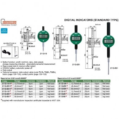 Indikatorius elektroninis, padalos vertė 0,01 mm 1