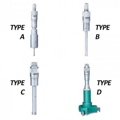 Dviejų ir trijų taškų mikrometrinis vidmatis, padalos vertė 0,001/ 0,005 mm 1